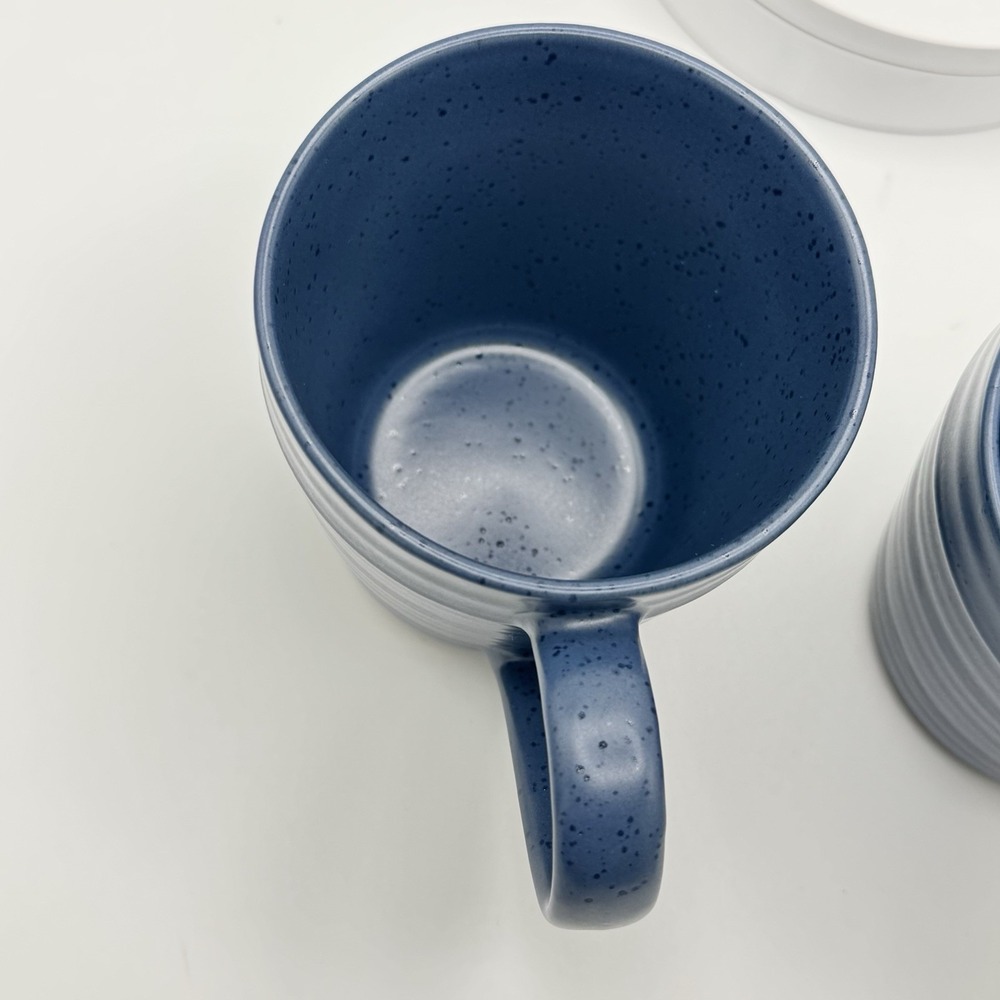 Bee & Willow Blue Speckled Stoneware Coffee Mugs Set 2 Rustic Farmhouse‎ - Picture 6 of 10
